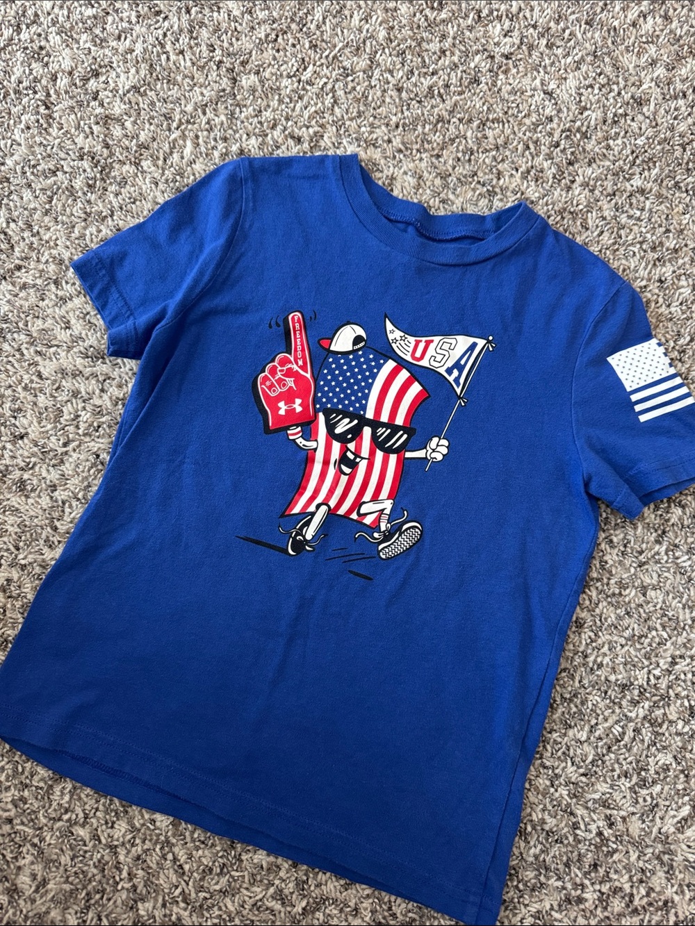 Under Armour Royal Blue USA Flag Character Tee